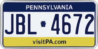 PA license plate JBL4672