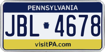 PA license plate JBL4678