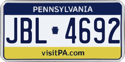 PA license plate JBL4692