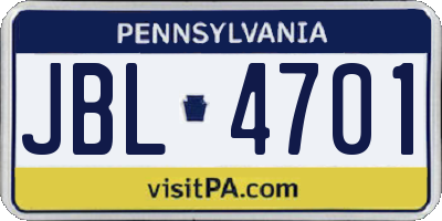 PA license plate JBL4701