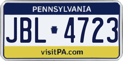 PA license plate JBL4723