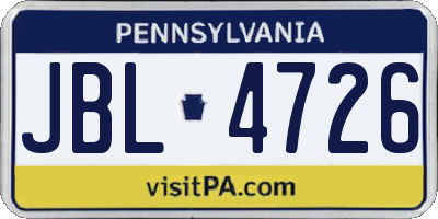 PA license plate JBL4726