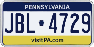 PA license plate JBL4729