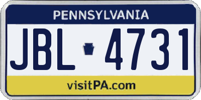 PA license plate JBL4731