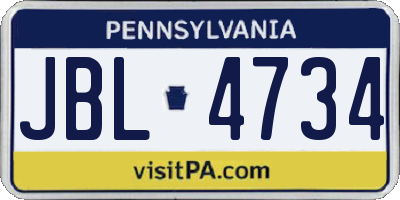 PA license plate JBL4734