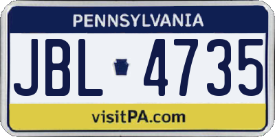 PA license plate JBL4735