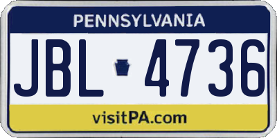 PA license plate JBL4736