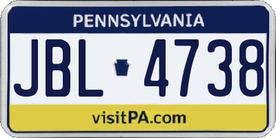 PA license plate JBL4738