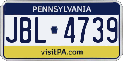 PA license plate JBL4739