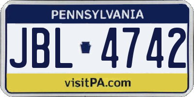 PA license plate JBL4742