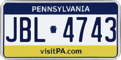 PA license plate JBL4743