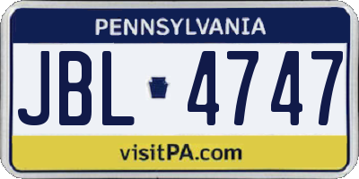 PA license plate JBL4747