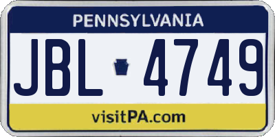 PA license plate JBL4749