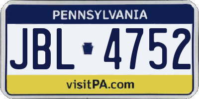 PA license plate JBL4752