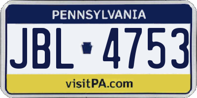 PA license plate JBL4753