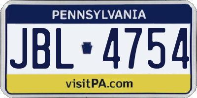 PA license plate JBL4754