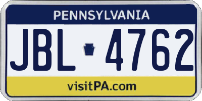 PA license plate JBL4762