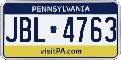 PA license plate JBL4763