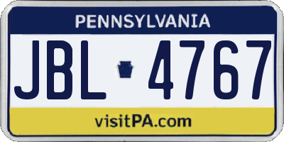 PA license plate JBL4767