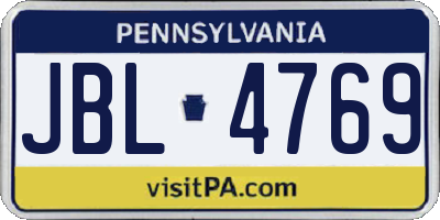 PA license plate JBL4769