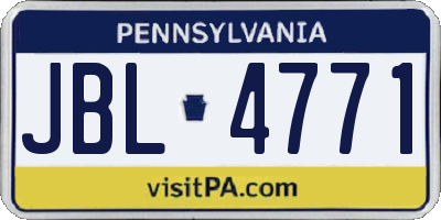 PA license plate JBL4771