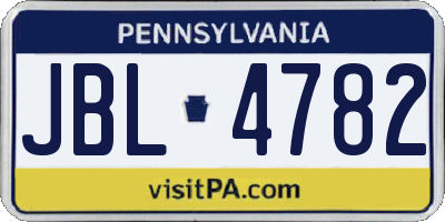 PA license plate JBL4782