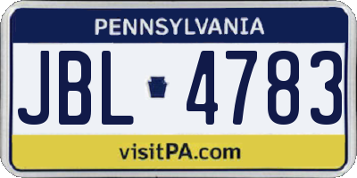 PA license plate JBL4783