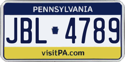 PA license plate JBL4789