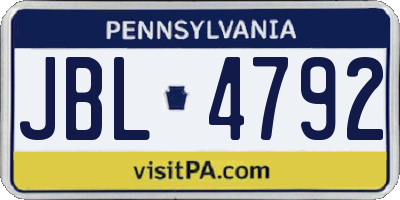 PA license plate JBL4792