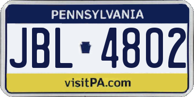 PA license plate JBL4802