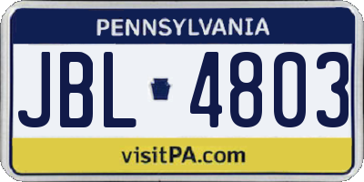 PA license plate JBL4803