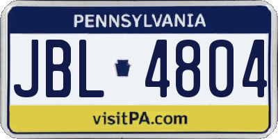 PA license plate JBL4804