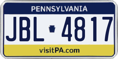 PA license plate JBL4817