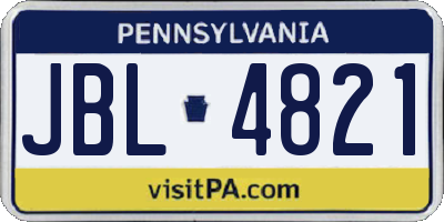 PA license plate JBL4821