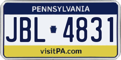 PA license plate JBL4831