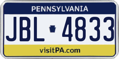 PA license plate JBL4833