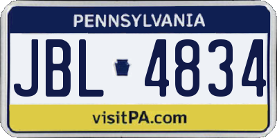 PA license plate JBL4834