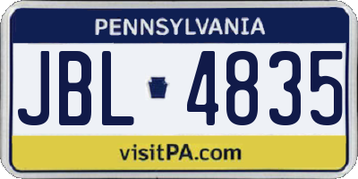 PA license plate JBL4835