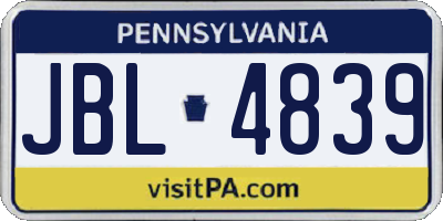 PA license plate JBL4839