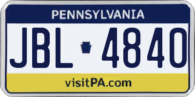 PA license plate JBL4840