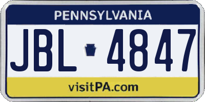 PA license plate JBL4847