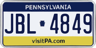 PA license plate JBL4849