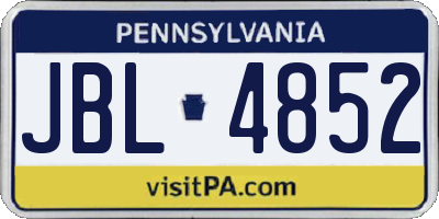 PA license plate JBL4852