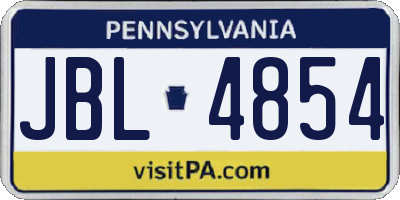 PA license plate JBL4854