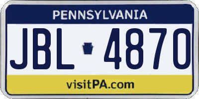 PA license plate JBL4870