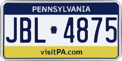 PA license plate JBL4875