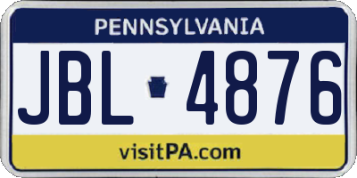 PA license plate JBL4876