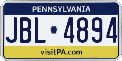 PA license plate JBL4894