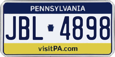 PA license plate JBL4898