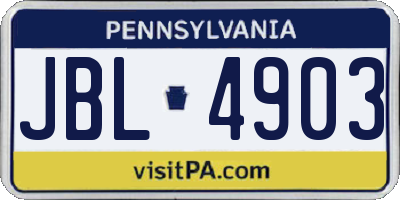 PA license plate JBL4903